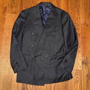 Suitsupply Havana Low Double Breasted Blazer Vitale Wool Men's 38 Slim Grey